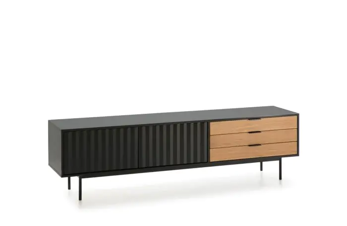 MUEBLE TV SIERRA 2P3C NEGRO/ROBLE CLARO