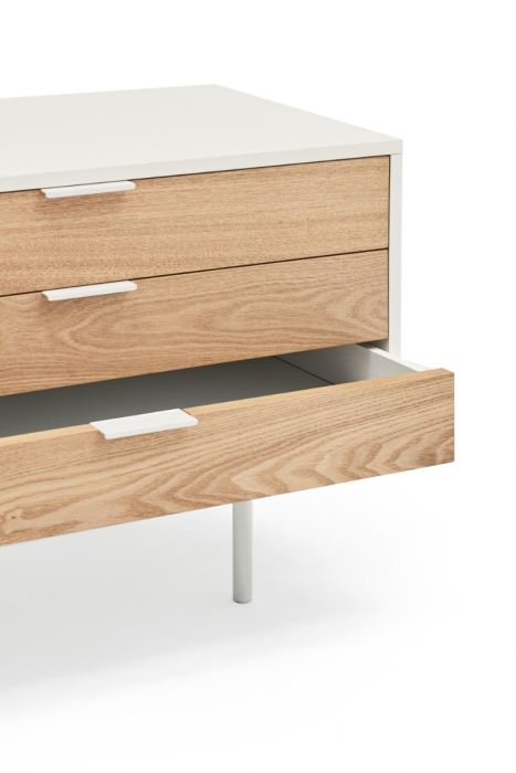 Mueble de TV DM Lacado Natural Blanco, 180 Cm