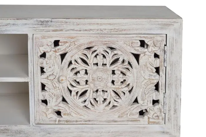 Mueble TV Tallado Mango Metal, 170 Cm