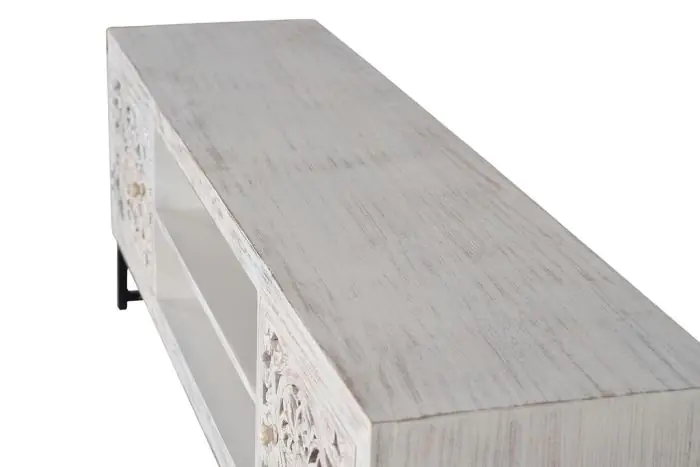 Mueble TV Tallado Mango Metal, 170 Cm