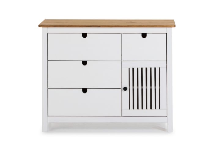 Cajonera madera blanco 4 cajones 1 puerta