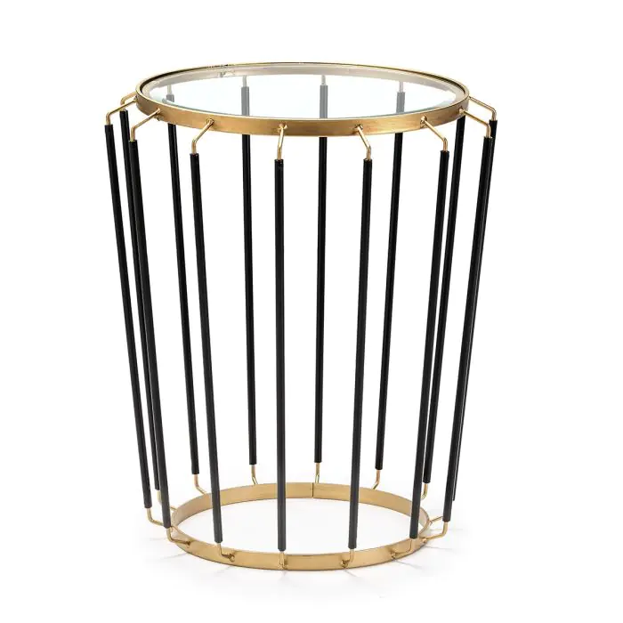 Mesa auxiliar Mid century Hierro y Cristal Negro, Yoki