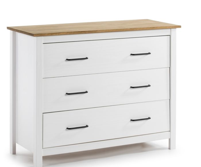 Cómoda miranda madera blanca 3 cajones