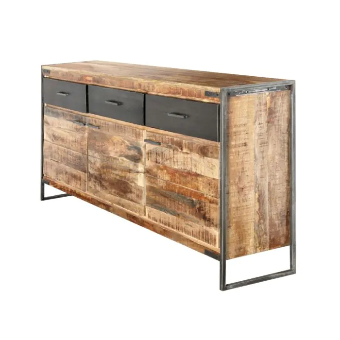 Aparador Cajones Madera Mango Metal, 170 Cm 