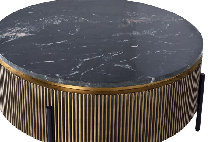 Mesa Centro Madera Mango Mármol, 90 Cm