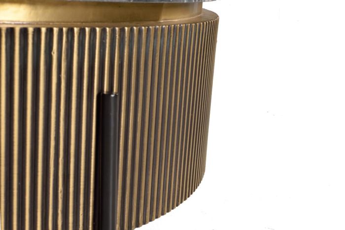 Mesa Centro Madera Mango Mármol Dorado/Negro, 90 Cm