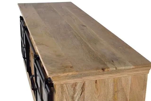 Mueble de TV Madera Mango Cristal Metal Natural/Negro, 150 Cm