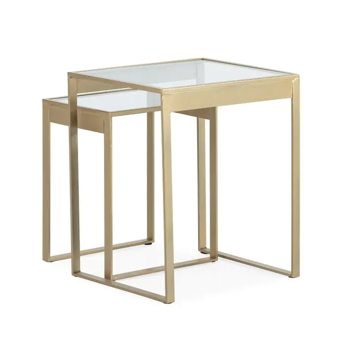 Mesa Auxiliar 50x40x56/40x30x46 Metal/Cristal -- Dorado