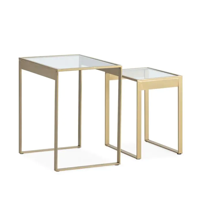 Mesa Auxiliar 50x40x56/40x30x46 Metal/Cristal -- Dorado