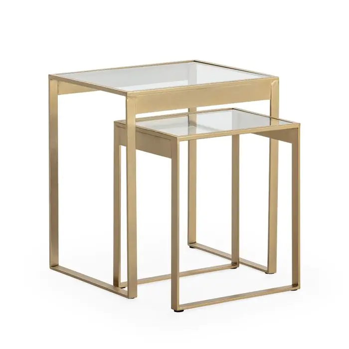 Mesa Auxiliar 50x40x56/40x30x46 Metal/Cristal -- Dorado