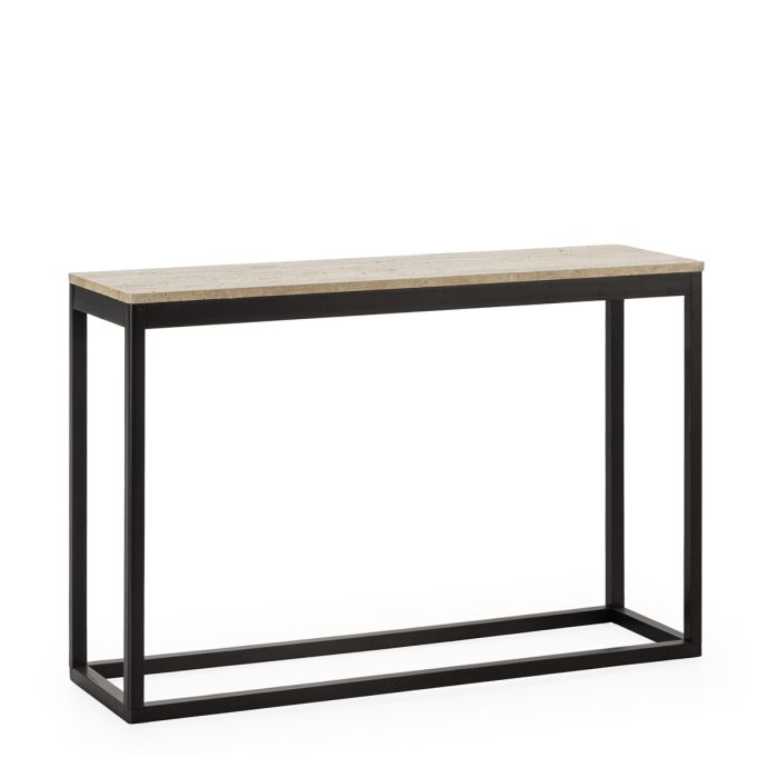 Consola de Madera de Abeto y Mármol en Negro.