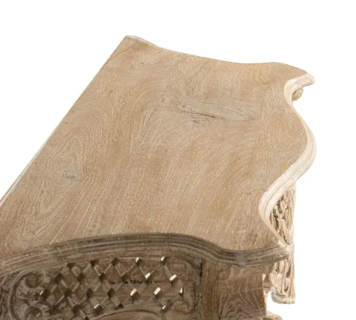 Consola Tallada Madera Mango Blanco Envejecido, 120 Cm