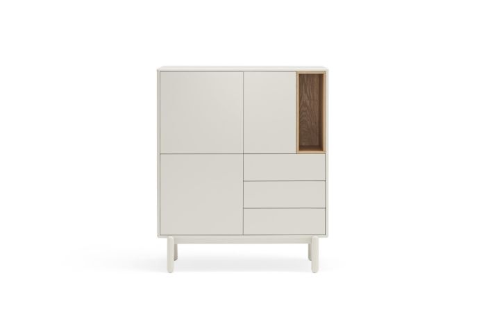 Mueble Auxiliar Madera crema 3 Puertas 3 cajones 1 Hueco, 120 Cm