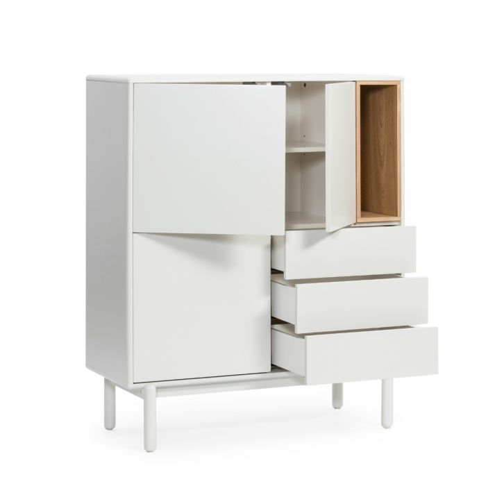 Mueble Auxiliar Madera crema 3 Puertas 3 cajones 1 Hueco, 120 Cm