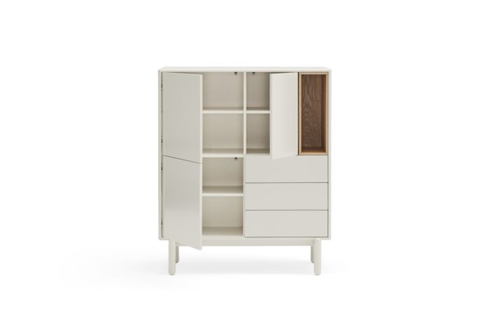 Mueble Auxiliar Madera crema 3 Puertas 3 cajones 1 Hueco, 120 Cm