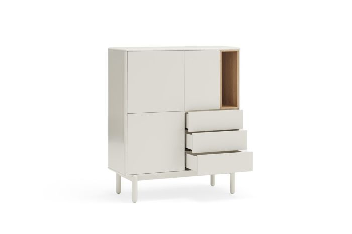 Mueble Auxiliar Madera crema 3 Puertas 3 cajones 1 Hueco, 120 Cm