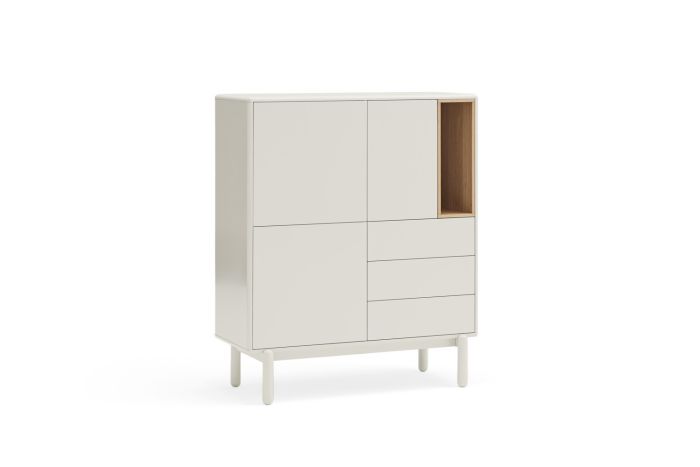 Mueble Auxiliar Madera crema 3 Puertas 3 cajones 1 Hueco, 120 Cm
