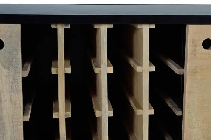 Aparador Botellero Mango Natural Metal, 4 Puertas, 146 Cm