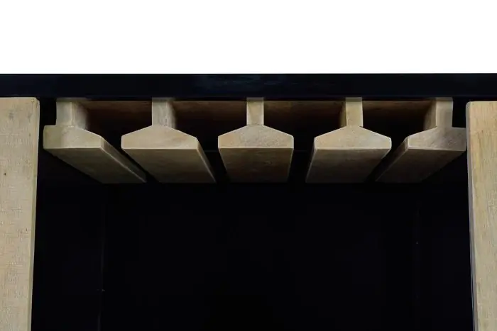 Aparador Botellero Mango Natural Metal, 4 Puertas, 146 Cm
