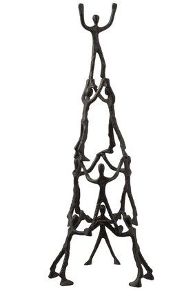 Estatua Pirámide 9 personas Estilo Moderno Aluminio Negro