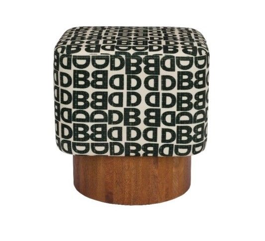 Taburete Estampado Multicolor Madera Mango, 40 Cm