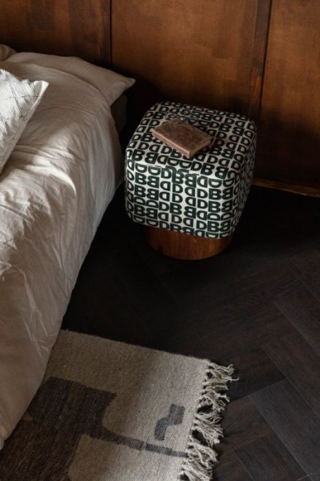 Taburete Estampado Multicolor Madera Mango, 40 Cm