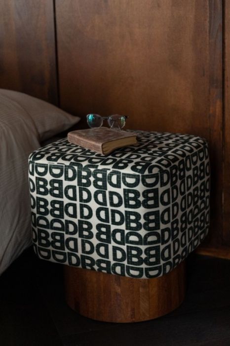 Taburete Estampado Multicolor Madera Mango, 40 Cm