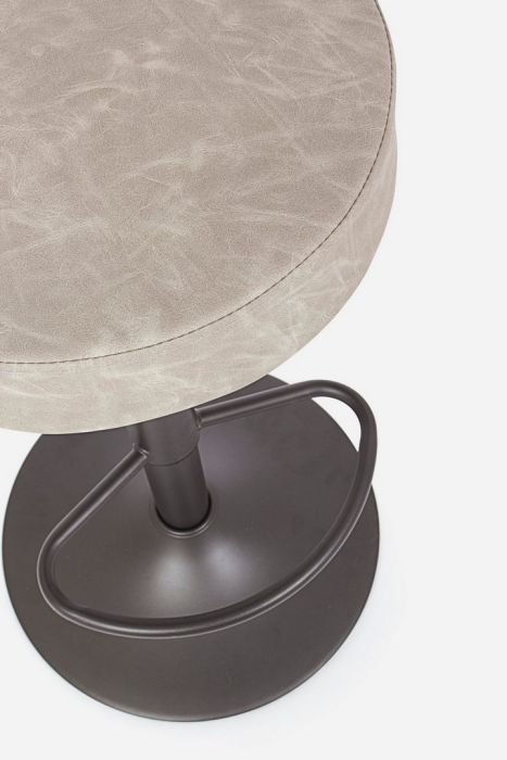 Taburete Alto Símil Piel Gris Claro Acero, 35 Cm