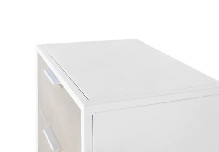 Mesita De Noche 2 Cajones Beige Metal Blanco, 60 Cm