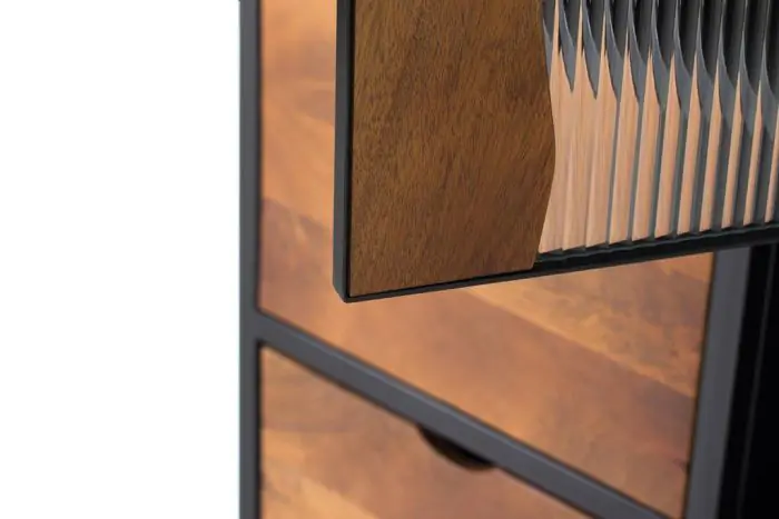 Vitrina Industrial 1 Puerta 2 Cajones Madera Mango Metal, 198 Cm