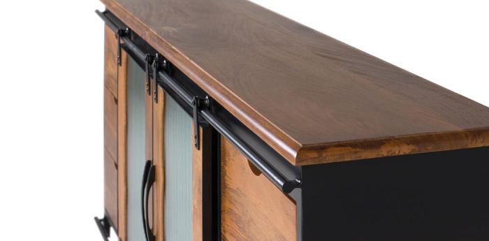 Aparador 2 Puertas Correderas Madera Mango Metal