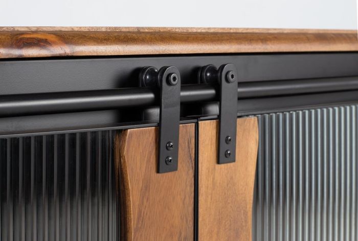 Aparador 2 Puertas Correderas Madera Mango Metal