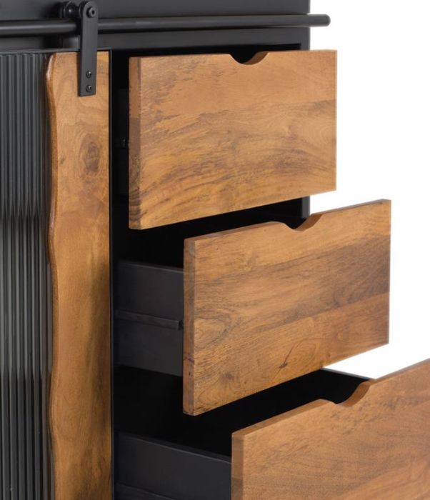Aparador 2 Puertas Correderas Madera Mango Metal