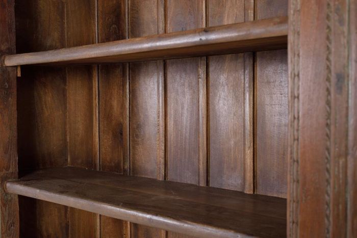 Librería Mango Marrón Tallada 4 Estantes, 222 Cm