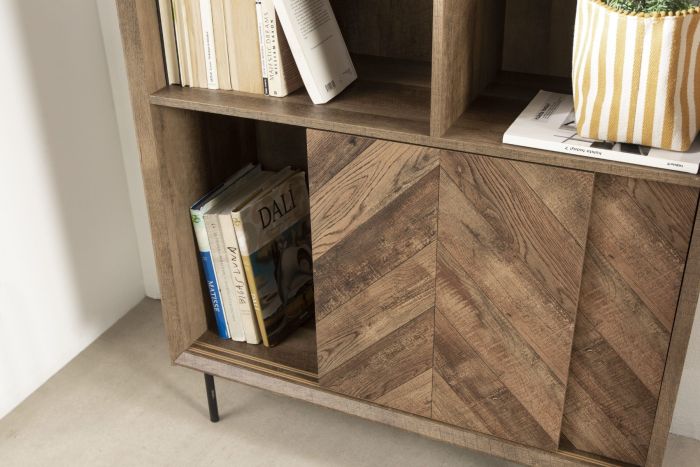 Librería Utah Dm Lacado Natural Negro, 173 Cm
