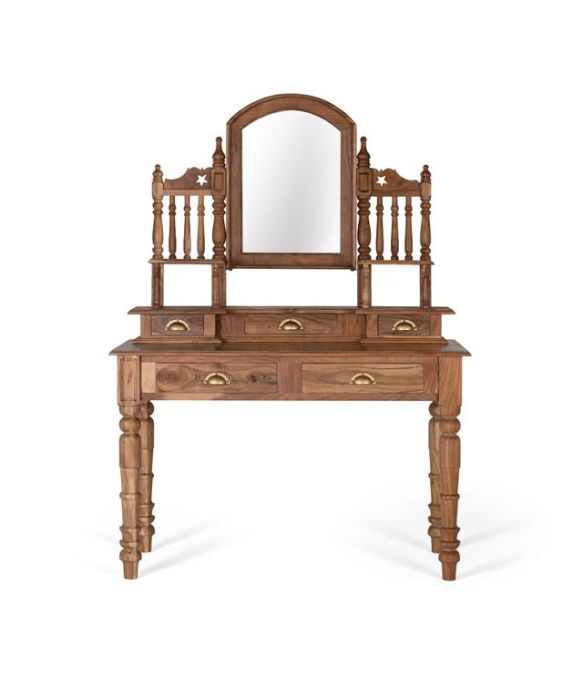 Mueble tocador vintage madera avellana 5 cajones