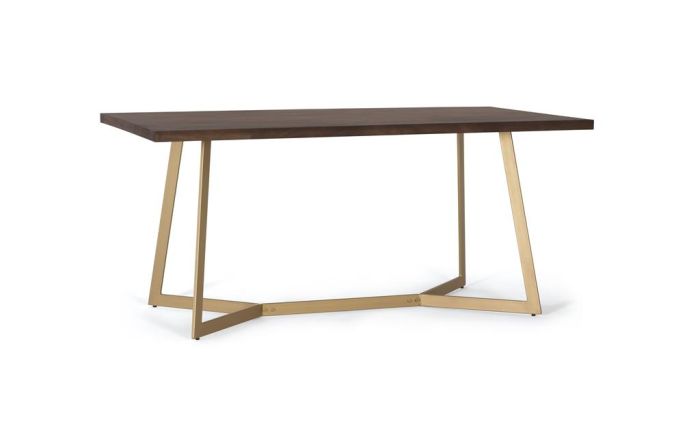 Mesa De Comedor Rectangular Madera Metal Oro, 170 Cm