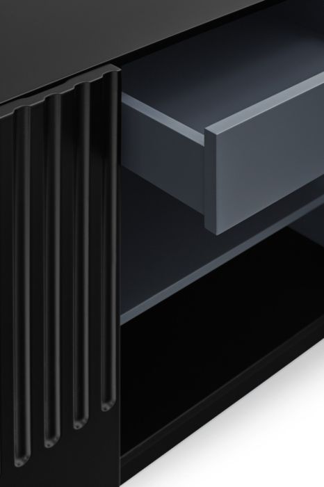 Aparador Doric 3 Puerta 3 cajones Negro Antracita, 150 Cm