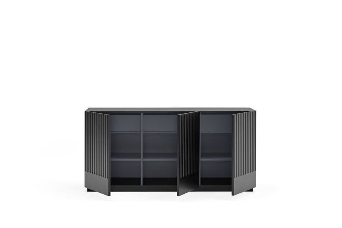 Aparador Doric 3 Puerta 3 cajones Negro Antracita, 150 Cm