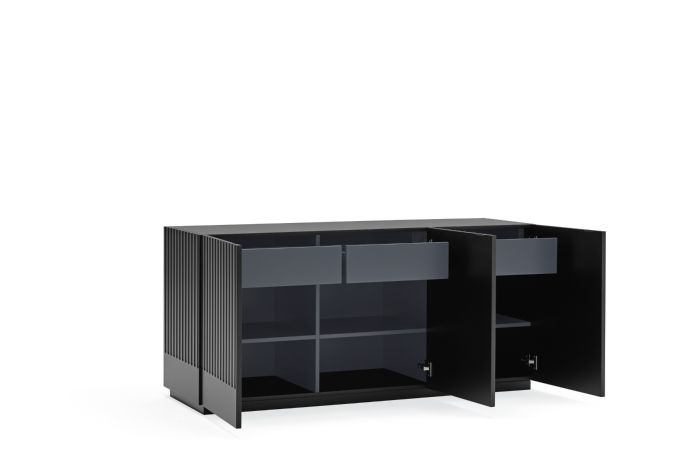 Aparador Doric 3 Puerta 3 cajones Negro Antracita, 150 Cm