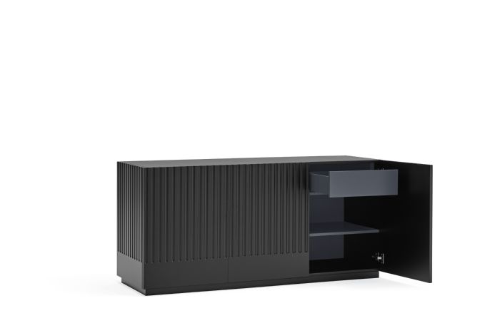 Aparador Doric 3 Puerta 3 cajones Negro Antracita, 150 Cm