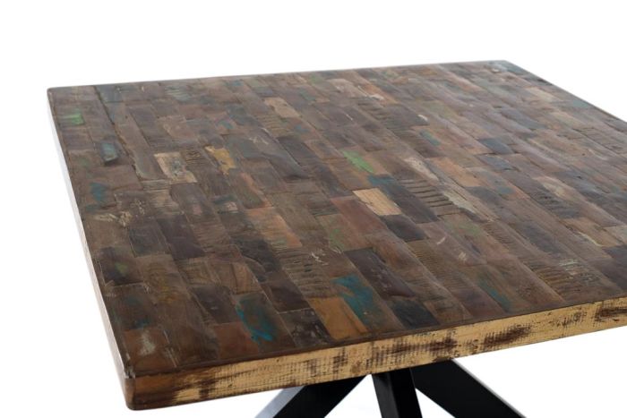 Mesa De Comedor Madera Recuperada Multicolor,120 Cm