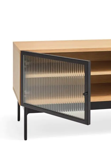 Mueble  De Televisión Diseño Natural Negro, 180 cm