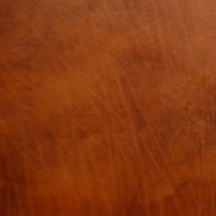 Sillón Étnico Madera Teca Natural Piel Marrón