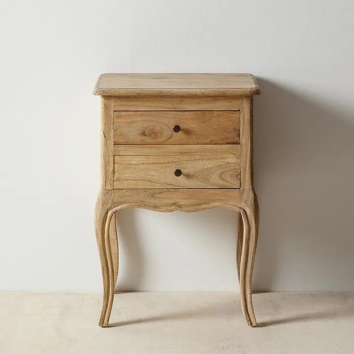 Mesita de Noche Estilo Vintage Madera Mindi Natural, 50 Cm