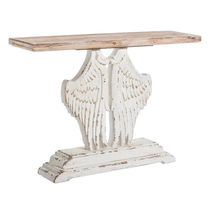Consola Alas Estilo Vintage Natural Blanco Madera de Abeto, 120 Cm