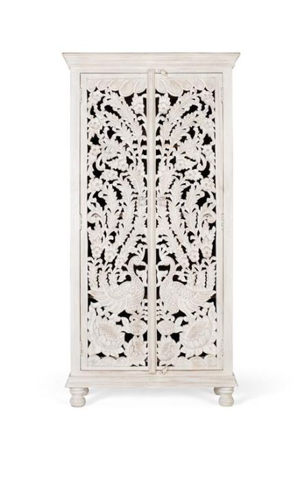 Armario Madera Blanco Envejecido 2 Puertas, 180 Cm