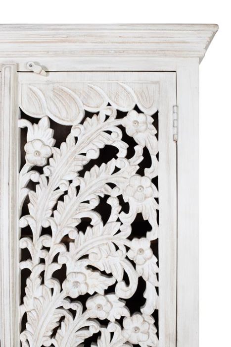 Armario Madera Blanco Envejecido 2 Puertas, 180 Cm