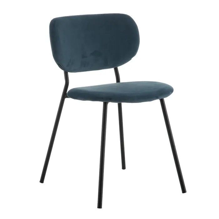Silla Estilo Moderno Azul Terciopelo, 75 Cm