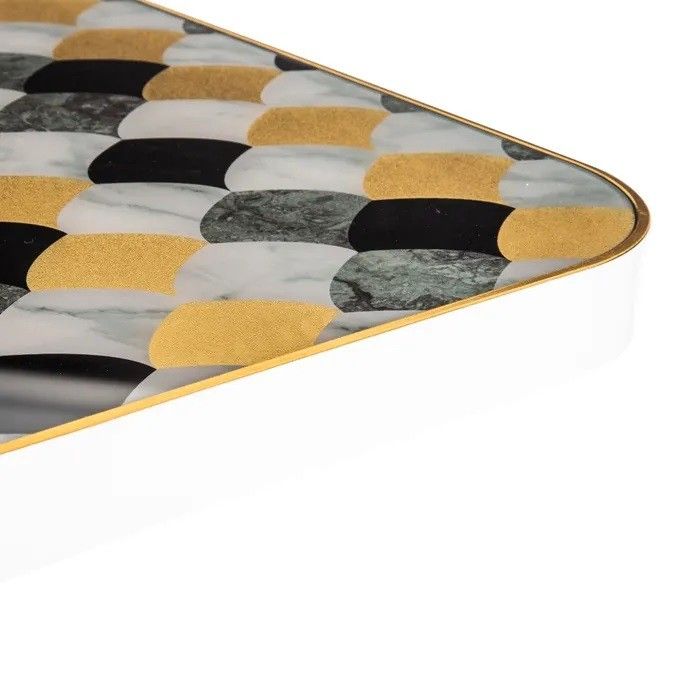 Mesa Bar Geométrico Oro Blanco, 75 Cm